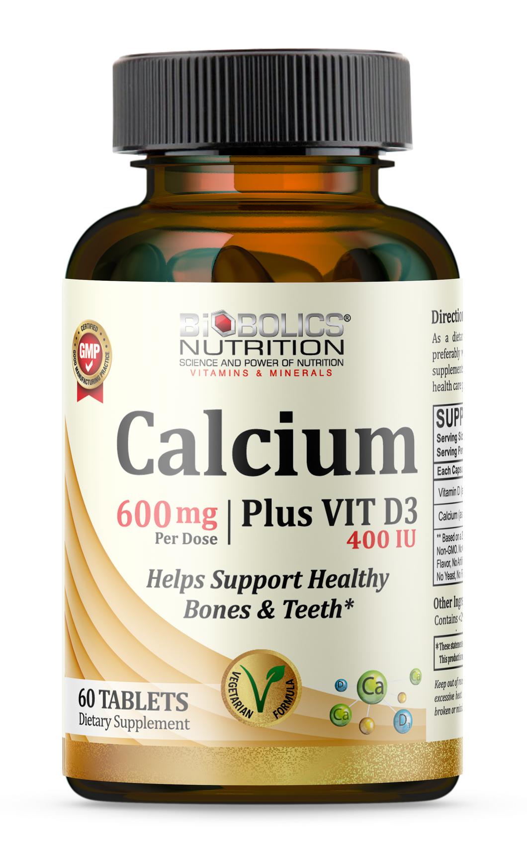 Biobolics® Calcium Carbonate 600 mg + Vit D 400 IU